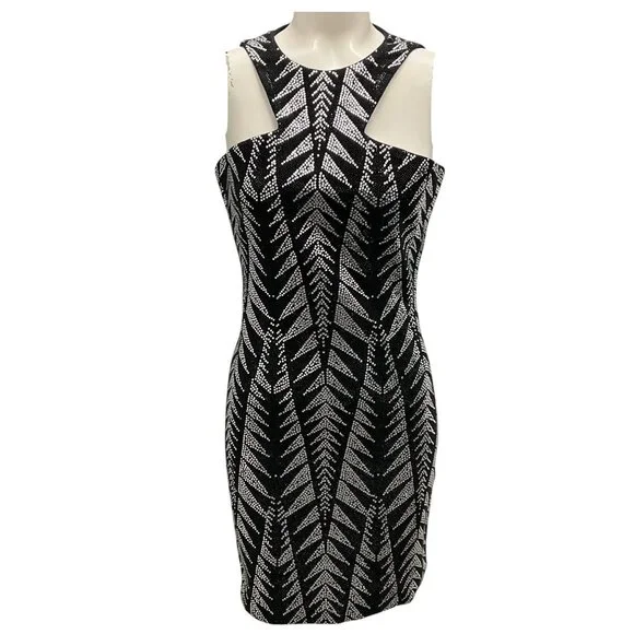 Balmain | Dresses | Balmain Black Silver Crystal Embellished Zip Back  Halter Mini Cocktail Dress | Poshmark